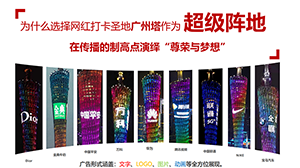 廣州塔廣告價(jià)格？廣州塔燈光秀廣告覆蓋客流？廣州塔LED廣告報(bào)價(jià)是多少？