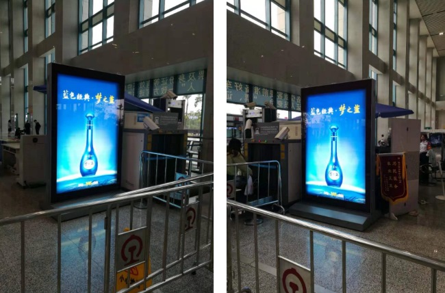 惠州南高鐵站進站安檢閘機口廣告，惠州南站大屏廣告價格